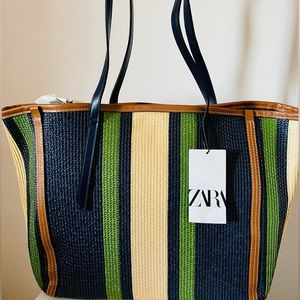 Zara Striped Tote Bag